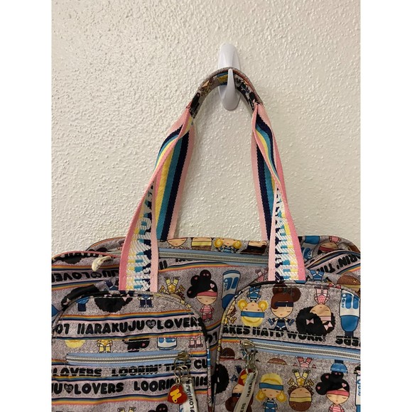 vintage y2k harajuku gwen stefani rainbow black kawaii gym bag - Picture 3 of 7